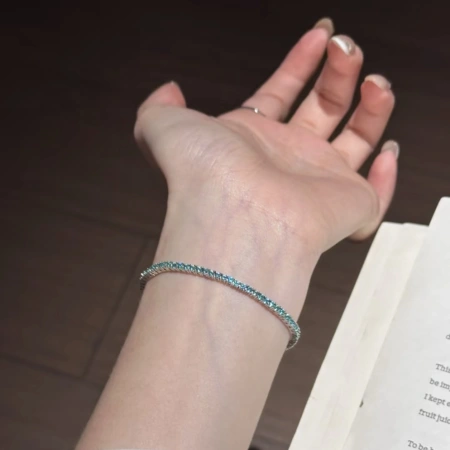 Original design blue diamond fine silver bracelet - a gift for your girlfriend Original design blue diamond fine silver bracelet - a gift for your girlfriend